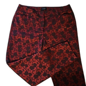 White House Black Market Women's Slim Ankle Pant 10 Burgundy Red Black Holiday